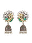 Oxidised Silver Peacock Design Jhumka Earrings