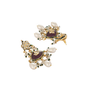 22K Gold Plated Ruby Grace Maang Tikka & Earrings Set