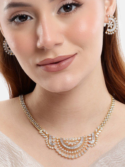 American Diamond Eterna Arc Necklace Set