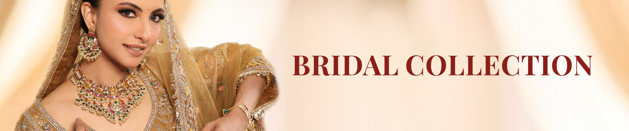 Woman wearing traditional bridal jewellery set from Nuyug bridal jewellery collection
