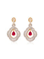 Red Pear Drop Earrings with Baguette