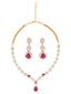 Crimson Bloom American Diamond Necklace Set