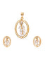 Ivy Ellipse American Diamond Pendant Set (without chain)