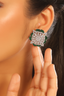 Rhodium Plated Emerald Grace Stud Earrings