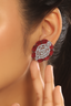 Rhodium Plated Ruby Grace Stud Earrings