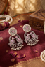 Rosy Silver Oxidized Chandbali Earrings