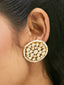 22K Gold-Plated Elegant Kundan Stone Studded & Pearl Beaded Disc Studs