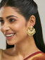 22K Gold-Plated Kundan Stone Studded & Pearl Beaded Moon Chandbalis