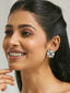 22K Gold-Plated Crystal & Zircon Stone Studded Floral Studs