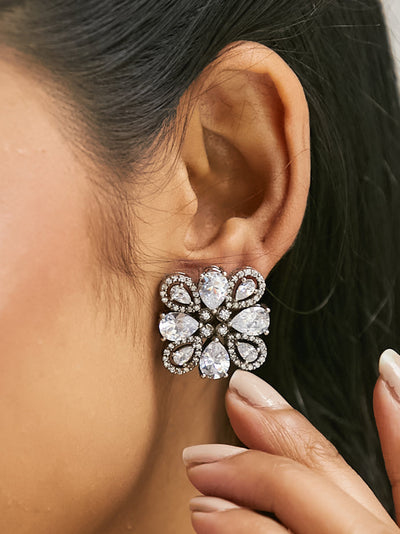 American Diamond Floral Studs