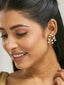 22K Gold-Plated Elegant Kundan & Ruby Stone Studded & Beaded Studs