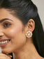 22K Gold-Plated Pink Kundan Studded & Beaded Floral Shaped Studs