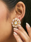 22K Gold-Plated Pink Kundan Studded & Beaded Floral Shaped Studs