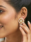 22K Gold-Plated Pink Kundan Studded & Beaded Floral Shaped Studs