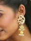 22K Gold-Plated Elegant Kundan Stone Studded & Pearl Drops Mini Jhumki Dangler Earrings