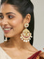 22K Gold-Plated Elegant Ruby & Kundan Stone Studded With Pearl Beaded Floral Chandbalis