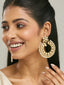 22K Gold-Plated Kundan Studded & Pearl Beaded Floral Chandbali Earrings