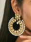 22K Gold-Plated Kundan Studded & Pearl Beaded Floral Chandbali Earrings