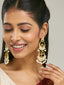 22K Gold-Plated Kundan Studded & Pearl Beaded Layered Chandbalis