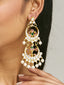 22K Gold-Plated Kundan Studded & Pearl Beaded Layered Chandbalis