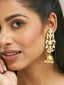22K Gold-Plated Regal Kundan Stone Studded & Pearl Drop Jhumkas