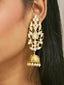 22K Gold-Plated Regal Kundan Stone Studded & Pearl Drop Jhumkas