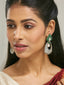 22K Gold-Plated Zircon Studded & Pearl Teardrop Shaped Dangler Earrings