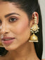 22K Gold-Plated Floral Jhumki Kundan Studded Kanauti Earrings