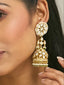 22K Gold-Plated Kundan Stone Studded & Pearl Beaded Dome Shaped Jhumkas