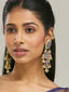 22K Gold-Plated Kundan Studded & Pearl Beaded Crescent Shaped Kanauti Earrings