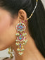 22K Gold-Plated Kundan Studded & Pearl Beaded Crescent Shaped Kanauti Earrings