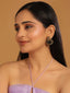 22K Gold Plated Dark Crystal Studded Contemporary Floral Shaped Stud Earrings
