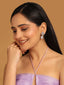 Rhodium-Plated Rhinestone Studded Floral Minimal Cotemporary Studs