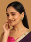 22K Gold-Plated Faux Emerald Stones Studded Circular Floral Shaped Motif Studs
