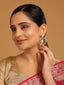 22K Gold Plated Cubic Zirconia Studded Contemporary Moon Shaped Pearl Drop Chandbalis