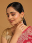 22K Gold-Plated Stone Studded Crescent Shaped Stud Earrings