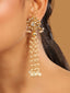 22K Gold Plated Floral Kundan Pearl Drop Earrings
