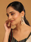 22K Gold Plated Navratan Kundan Studded Traditional Petal Motif Drop Dangler Earrings