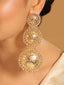 22K Gold Plated Stone Studded Contemporary Shaped Drop Earrings