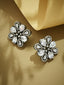 22K Gold-Plated Crystal & Zircon Stone Studded Floral Studs