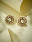 22K Gold-Plated Pink Kundan Studded & Beaded Floral Shaped Studs