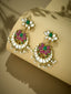 22K Gold-Plated Exquisite Kundan Stone Studded & Pearl Beaded Floral Traditional Chandbalis