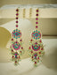 22K Gold-Plated Kundan Studded & Pearl Beaded Crescent Shaped Kanauti Earrings