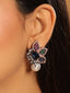 Gold & Rhodium Plated Rhinestone Studded Contemporary Butterfly Studs