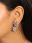 Rhodium-Plated Rhinestone Studded Floral Minimal Cotemporary Studs