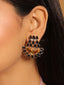 22K Gold Plated Crystal Studded Contemporary Floral Shaped Stud Earrings