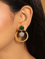 22K Gold Plated Cubic Zirconia Studded Contemporary Stone Earrings