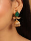 22K Gold Plated Emerald Stone Studded Ethnic Jhumkas