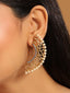 22K Gold-Plated Zircon Studded & Pearl Beaded Contemporary Shaped Statement Stud Earrings