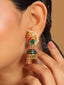 22K Gold Plated Pearls Studded Contemporary Shaped Enamel Jhumkas